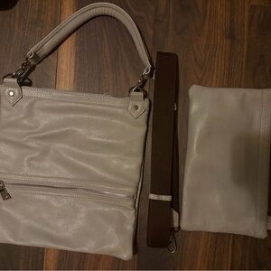 Chic Cream Leather Shoulder Bag
